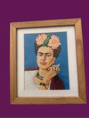 Vibrant FRIDA KHALO Print in Blue and Pink MADE IN MEXICO